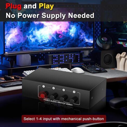 RCA AV Switch 4 in 1 Out Composite Video Switcher L/R Audio Selector Box in Kuwait