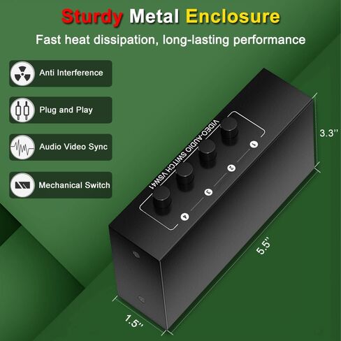 RCA AV Switch 4 in 1 Out Composite Video Switcher L/R Audio Selector Box in Kuwait