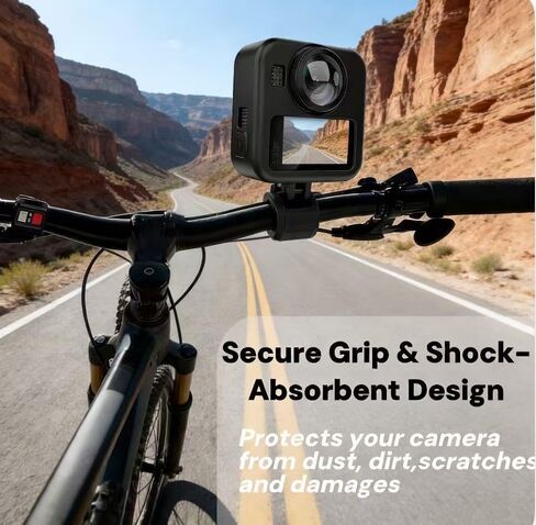 حافظة سيليكون لهاتف GoPro MAX 2، غطاء سيليكون مع واقيات شاشة مضادة للخدش (قطعتين)، باب البطارية وحزام الحبل - جلد مقاوم للصدمات غير قابل للانزلاق لملحقات كاميرا GoPro MAX 2 in Kuwait