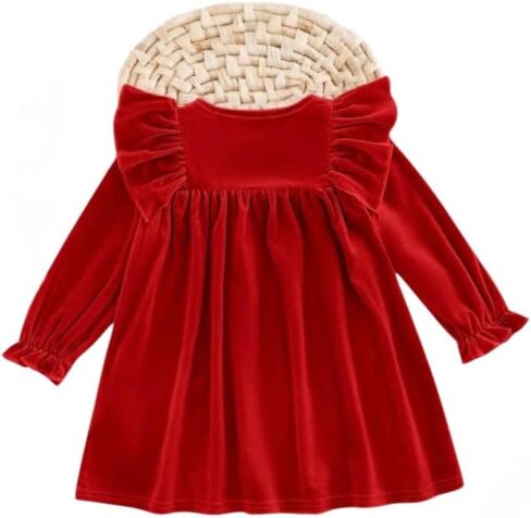 Baby Girl Bell Sleeve Christmas Dress, Ruffle Design, Festive Outfits for Toddlers. in Saudi Arabia