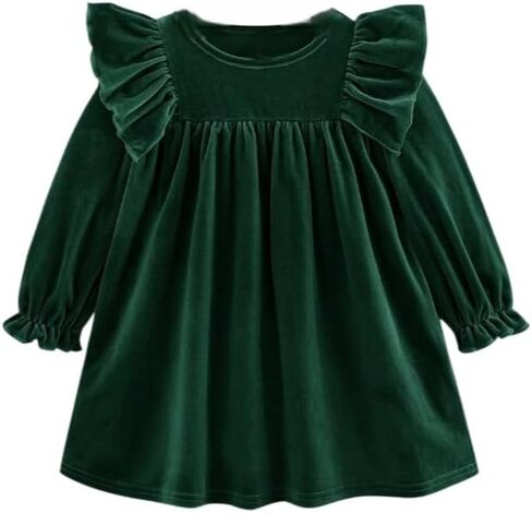 Baby Girl Bell Sleeve Christmas Dress, Ruffle Design, Festive Outfits for Toddlers. in Saudi Arabia