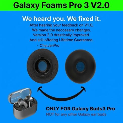 أطراف أذن بديلة لسماعات Galaxy Foams Pro 3 V2 من إسفنج الذاكرة Galaxy Buds لـ Galaxy Buds3 Pro & Buds Pro 3 - راحة أكثر وأقوى وملاءمة أفضل وعزل للضوضاء مع استبدال مدى الحياة (3 أزواج - S/M/L) in Kuwait