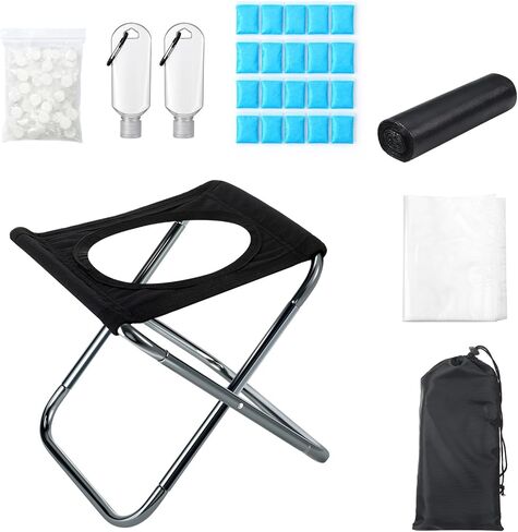 Portable Toilet for Camping Small Foldable Toilet Kit Including Liquid Absorption Powder and Trash Bags Etc for Hiking RV Travel Fishing Beach Outdoor Use 9 x 9.5 x 13 Inches in Saudi Arabia
