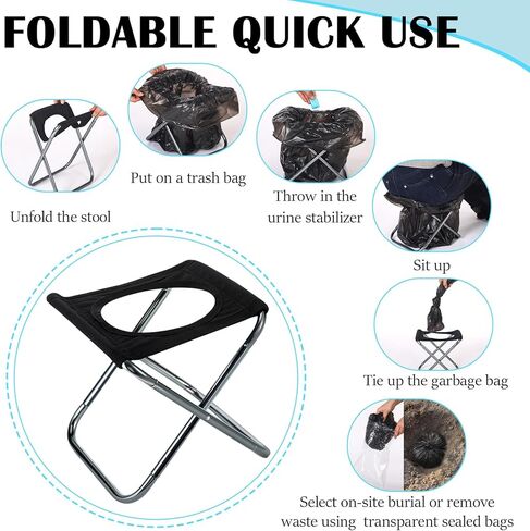 Portable Toilet for Camping Small Foldable Toilet Kit Including Liquid Absorption Powder and Trash Bags Etc for Hiking RV Travel Fishing Beach Outdoor Use 9 x 9.5 x 13 Inches in Saudi Arabia