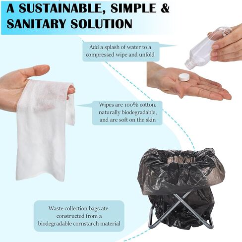 Portable Toilet for Camping Small Foldable Toilet Kit Including Liquid Absorption Powder and Trash Bags Etc for Hiking RV Travel Fishing Beach Outdoor Use 9 x 9.5 x 13 Inches in Saudi Arabia