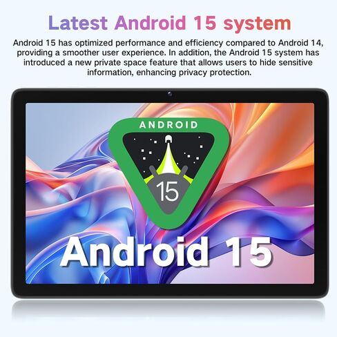 تابلت، أندرويد 15 تابلت 10 بوصة مع ذاكرة وصول عشوائي 12 جيجابايت + تخزين 128 جيجابايت + بطاقة TF سعة 2 تيرابايت، ثماني النواة، 1280*800 HD كمبيوتر لوحي بشاشة لمس، عمر بطارية طويل الأمد 8-10 ساعات، واي فاي وBT 5.0، رمادي أزرق in Kuwait