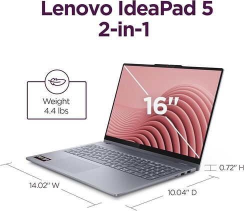Lenovo IdeaPad 5 لاب توب 2 في 1 - Copilot+ PC - وحدة المعالجة المركزية AMD Ryzen AI 5 340 - شاشة لمس WUXGA IPS مقاس 16 بوصة - ذاكرة وصول عشوائي 16 جيجابايت - تخزين 1 تيرابايت - وحدة معالجة رسومات AMD Radeon 840M - لونا رمادي in Kuwait