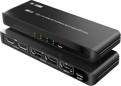 منفذ DisplayPort إلى HDMI مزدوج مع محول DP مزدوج، مقسم HDMI 8K@60 هرتز، شاشة ممتدة 1 في 4 مخرج DisplayPort MST Hub لشاشات متعددة، متوافق مع الكمبيوتر وبطاقة الرسومات والكمبيوتر الشخصي in Saudi Arabia