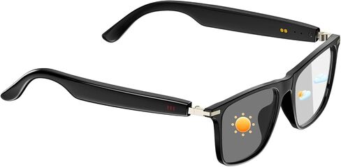 نظارات بلوتوث ذكية للنساء والرجال، نظارات بلوتوث مع عدسات متغيرة اللون، مكبرات صوت مفتوحة للأذن، مقاومة للماء IPX5، نظارات صوتية ذكية لموسيقى/مكالمات iPhone Android (أسود) in Kuwait