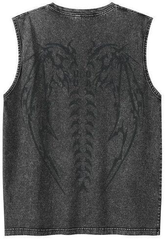 UOUA Men's Graphic Tank Tops Washed Sleeveless Tee Shirts Summer Vintage Cotton Streetwear (S-2XL) in Saudi Arabia