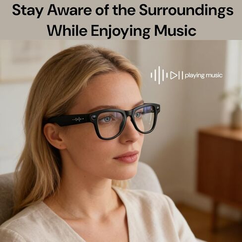 Smart Bluetooth Glasses with Camera, 800W HD Camera Glasses for Video and Audio Recording, Photography, Sunglasses with UV Protection, AI Real-time Translation, Music & Call, Unisex in Saudi Arabia