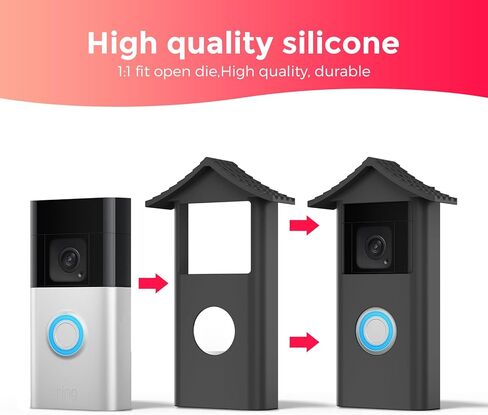 Silicone Skin for Ring Battery Doorbell (2024 Release) – Weatherproof Protective Case Cover – Heat & Cold Resistant (-40°F to 220°F) – Easy Snap-On Install, Black in Kuwait