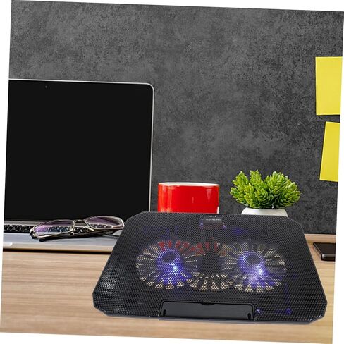 حامل تبريد للكمبيوتر المحمول TEHAUX محمول USB لأجهزة الكمبيوتر المحمول مقاس 14-15.6 بوصة، تصميم مريح، مراوح هادئة للاستخدام الشخصي والمكتبي (أسود) in Kuwait