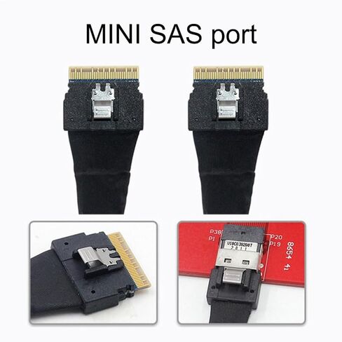 SFF-8654 Slimline 8i 74Pin Male to 74Pin SFF-8654 SAS4.0 4.0 Male Extender Cable 50cm/80cm Internal Server Cable in Saudi Arabia