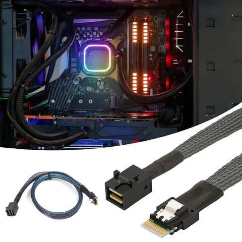 كابل PCIE4.0 MiniSAS SFF8643 36PIN إلى SlimlineSAS SFF8654 4i 38P 0.5/1 متر in Kuwait