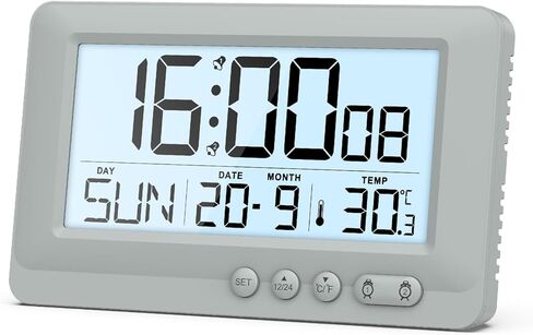 ORIA Travel Alarm Clock, Digital Alarm Clock with LCD Display, Battery Powered Desk Clock with Backlight, Date Week Temperature Display, Snooze, 12/24H, for Bedroom, Office, Travel, Black in Saudi Arabia