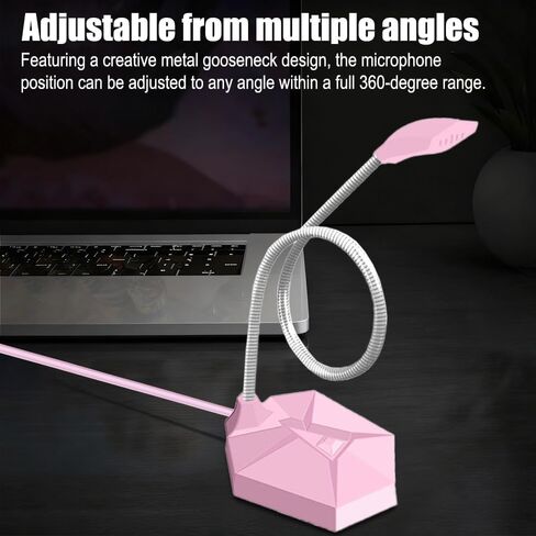 3.5 mm Jack Computer Microphone, Plug &Play Desktop Omnidirectional Condenser PC Laptop Mic, Ideal for Recording, Gaming, Streaming, Podcast Microphone, Pink in Saudi Arabia