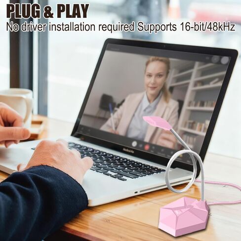 3.5 mm Jack Computer Microphone, Plug &Play Desktop Omnidirectional Condenser PC Laptop Mic, Ideal for Recording, Gaming, Streaming, Podcast Microphone, Pink in Saudi Arabia