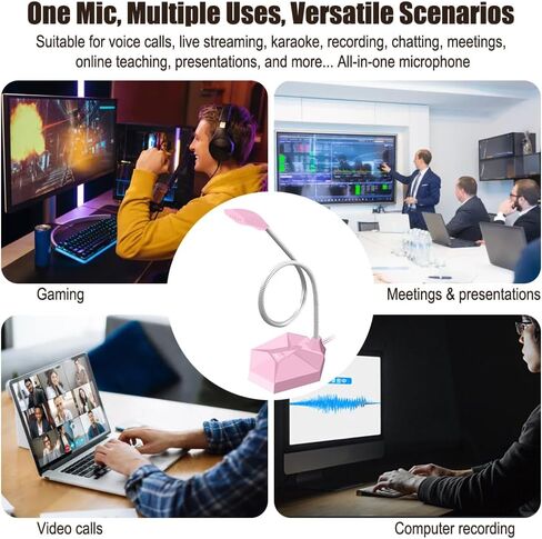 3.5 mm Jack Computer Microphone, Plug &Play Desktop Omnidirectional Condenser PC Laptop Mic, Ideal for Recording, Gaming, Streaming, Podcast Microphone, Pink in Saudi Arabia