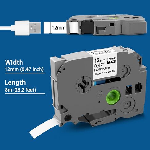Compatible with Brother TZe231 TZ Tape 12mm 0.47 Laminated White Replacement for Brother P-Touch PT-D210 D220 H110 D410 P710BT Label Maker Tape, 1/2" (12mm) x 26.2ft, 6-Pack in Saudi Arabia