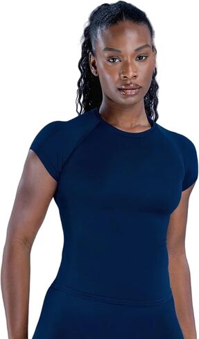 Short Sleeve Workout Tops for Women, Cropped Workout Shirts Slim Fit Crew Neck Seamless Athletic Gym T-Shirts in Saudi Arabia