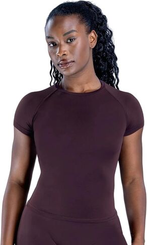 Short Sleeve Workout Tops for Women, Cropped Workout Shirts Slim Fit Crew Neck Seamless Athletic Gym T-Shirts in Saudi Arabia