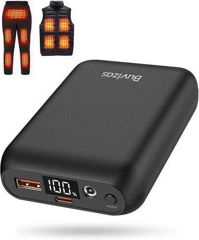 حزمة بطارية سترة ساخنة 16000 مللي أمبير في الساعة 7.4 فولت/5 فولت متوافقة مع ORORO، حزمة بطارية 7.4 فولت لسترة ساخنة مع كابلين محول، بنك طاقة سترة قابلة لإعادة الشحن 5 فولت لـ MNZZ، لـ Waitcoss، لـ Weamest in Kuwait