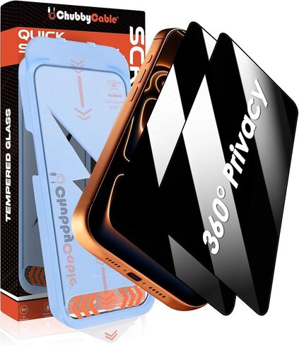 قطعتان من ChubbyShield Ultra لهاتف iPhone 17 Pro Max 360 واقي شاشة للخصوصية، واقي شاشة مضاد للتجسس، زجاج الخصوصية مع صندوق تثبيت سهل للغاية، إزالة تلقائية للغبار وخالية من الفقاعات in Saudi Arabia