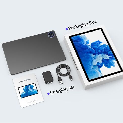 JUNYANG 11 بوصة Android 15 Tablet مع Gemini AI، 256 جيجا بايت ذاكرة الوصول العشوائي 10 جيجا بايت، ثماني النواة، شاشة HD IPS، WiFi 6، USB OTG، كاميرات مزدوجة، بطارية 8000 مللي أمبير - جهاز لوحي خفيف الوزن للألعاب والترفيه والعمل in Kuwait