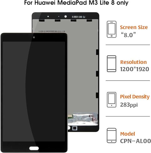 AMIND لهاتف Huawei MediaPad M3 Lite 8 شاشة بديلة تعمل باللمس CPN-AL00 CPN-W09 CPN-L09 شاشة عرض LCD رقمية كاملة مع مجموعة أدوات إصلاح (أسود) in Saudi Arabia