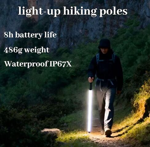 The New LED Illuminated Hiking Poles launched in 2026 are Suitable for Night Hiking and All-Weather Exploration. Continuous 8-Hour Lighting, Suitable for Hiking, Camping in Saudi Arabia