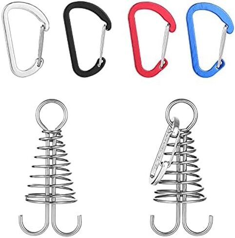 Alnicov 10PCS Round Deck Anchor Pegs,Tent Awning Anchor with D-Shaped carabiners for Camping Outdoor Timber Deck Plank Parts (Random Color) in Saudi Arabia