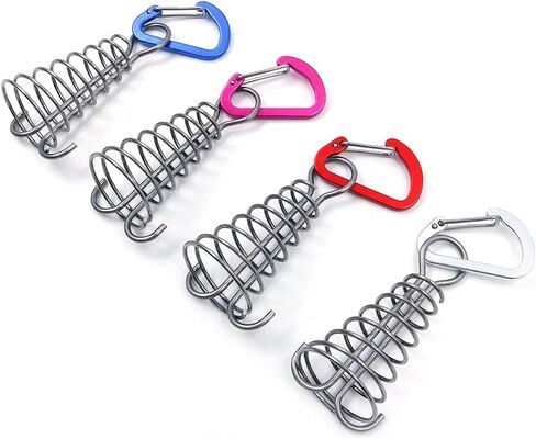 Alnicov 10PCS Round Deck Anchor Pegs,Tent Awning Anchor with D-Shaped carabiners for Camping Outdoor Timber Deck Plank Parts (Random Color) in Saudi Arabia