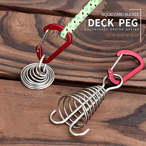 Alnicov 10PCS Round Deck Anchor Pegs,Tent Awning Anchor with D-Shaped carabiners for Camping Outdoor Timber Deck Plank Parts (Random Color) in Saudi Arabia