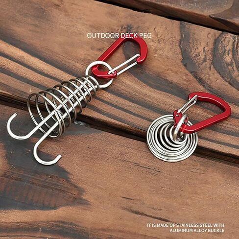 Alnicov 10PCS Round Deck Anchor Pegs,Tent Awning Anchor with D-Shaped carabiners for Camping Outdoor Timber Deck Plank Parts (Random Color) in Saudi Arabia