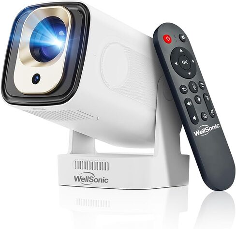 جهاز عرض صغير محمول يدعم 4K، 200 Ansi جهاز عرض أفلام خارجي ومنزلي مع WIFI وBluetooth، تصحيح الانحراف التلقائي، قابل للدوران 180 درجة، متوافق مع كمبيوتر محمول HDMI USB PC in Kuwait