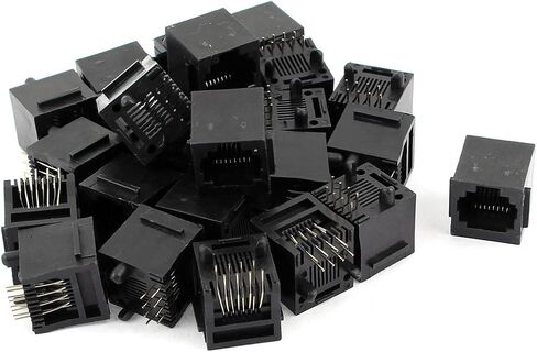 uxcell® 25pcs أسود RJ45 8P8C شبكة وحدات موصل LAN إيثرنت لثنائي الفينيل متعدد الكلور in Kuwait