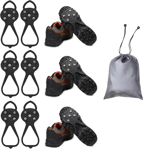 Ice Grips for Shoes and Boots - Footwear Traction on Ice, Snow & Multi-Terrain Surfaces - Elastic/Cold Resistant/Easy On/Off/Abrasion & Rust Resistant Ice Cleats- Unisex in Saudi Arabia