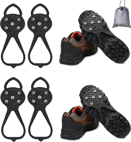 Ice Grips for Shoes and Boots - Footwear Traction on Ice, Snow & Multi-Terrain Surfaces - Elastic/Cold Resistant/Easy On/Off/Abrasion & Rust Resistant Ice Cleats- Unisex in Saudi Arabia