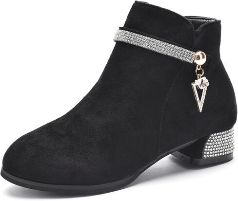 Atalske Girl's Faux Suede Low Heel Side Zipper Ankle Boots Winter Warm Dress Boots in Saudi Arabia