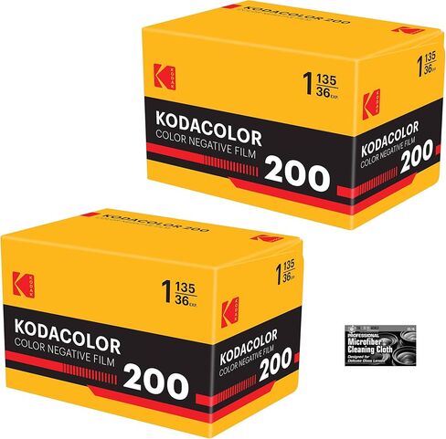 Kodak Kodacolor 200 Color Negative Film (35mm Roll Film, 36 Exposures) - 2-Pack with Microfiber Cleaning Cloth in Saudi Arabia