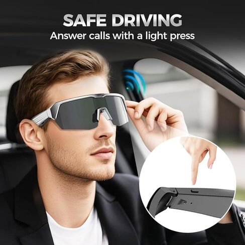 نظارات بلوتوث رياضية، نظارات شمسية بلوتوث لركوب الدراجات، نظارات ذكية متميزة مع حماية من الأشعة فوق البنفسجية، ومكبرات صوت مفتوحة للأذن in Saudi Arabia