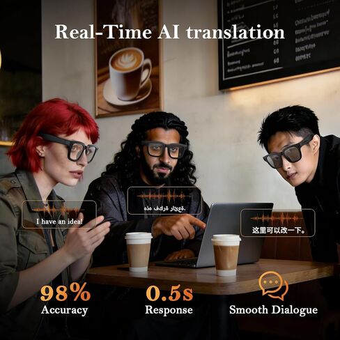 AI Smart Glasses for Cycling & Sports, 8MP Camera Glasses with Hands-Free Video Recording, Bluetooth Audio, Real-Time Translation, Waterproof, Outdoor Action Smart Glasses in Saudi Arabia