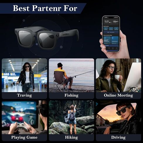 AI Smart Glasses for Cycling & Sports, 8MP Camera Glasses with Hands-Free Video Recording, Bluetooth Audio, Real-Time Translation, Waterproof, Outdoor Action Smart Glasses in Saudi Arabia