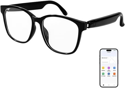 AI Smart Bluetooth Glasses for men/women,Open-Ear Translation Sunglasses with 144 Languages & Accents, Polarized UV400 Lenses for Daily Travel Business Outdoor Sports (Black Frame Transpraent Lens) in Saudi Arabia