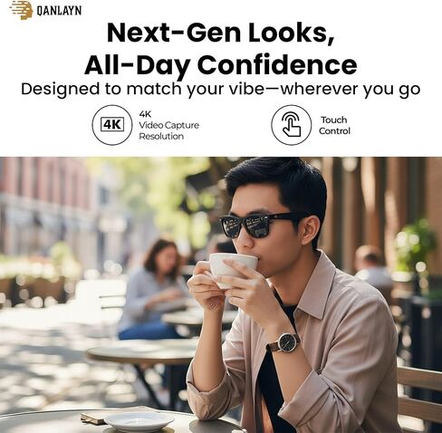 Smart Camera Glasses for Hands-Free Video & Travel Translation, 8MP HD POV Recording, AI Voice Control,Waterproof, photochromic Lenses in Saudi Arabia
