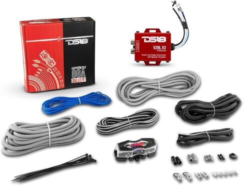 DS18 محول Hi-Low مع مجموعة تثبيت أمبير تصل إلى 800 واط - محول إخراج الخط + مجموعة أسلاك مكبر الصوت in Saudi Arabia