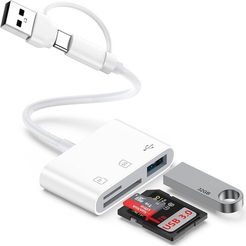 USB C to USB SD Card Reader for Samsung Galaxy S25 Ultra/S24/S23/S22/S21/S20 USB 3.0 Micro SD Card Reader 3 in 1 Memory Trail Camera Card Adapter for iPhone 17 Pro Max/17/16/15/iPad/Laptop/Computer in Saudi Arabia