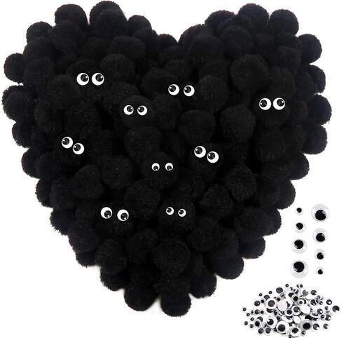 ToAOB 200pcs pom poms 1 inch craft pom poms brown pompoms pompoms balls arts and crafts forme with googly wiggle eys for diy crafts projects home decorations in Saudi Arabia