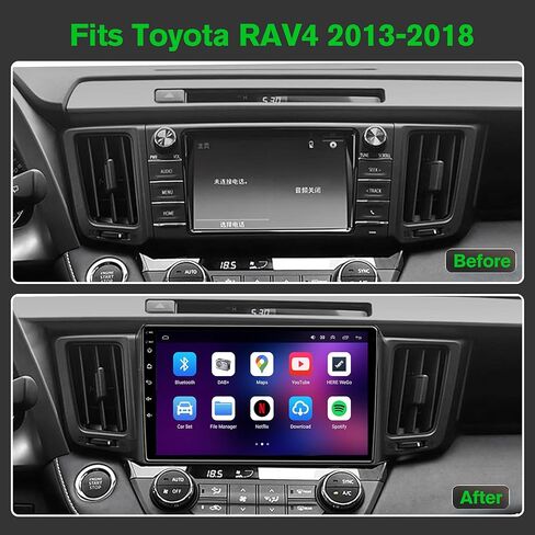 [4+64G] Android 13 Car Stereo with Wireless Apple Carplay & Android Auto for Toyota RAV4 2013-2018 10" Touchscreen Radio Upgrade with AHD Camera,GPS Navigation,SWC,WiFi,FM,Bluetooth in Kuwait